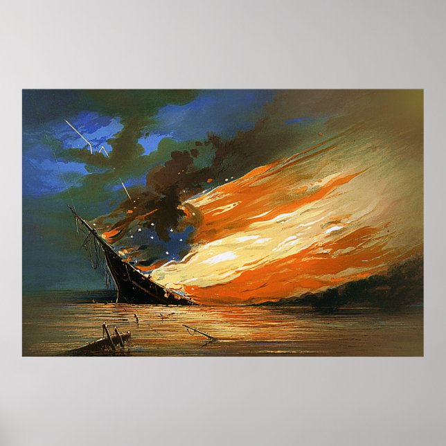 Vintage Abstract Burning Flag Canvas Print (Front)
