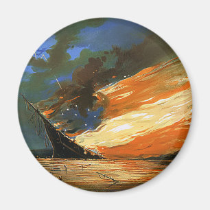 Vintage Abstract Burning Flag Magnet