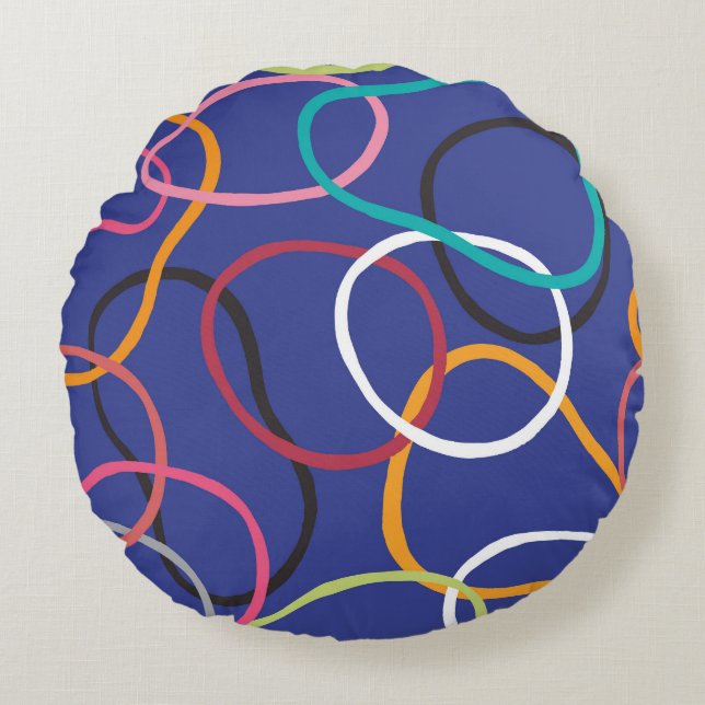 Vintage Abstract Circles Bands Pattern Round Cushion (Front)