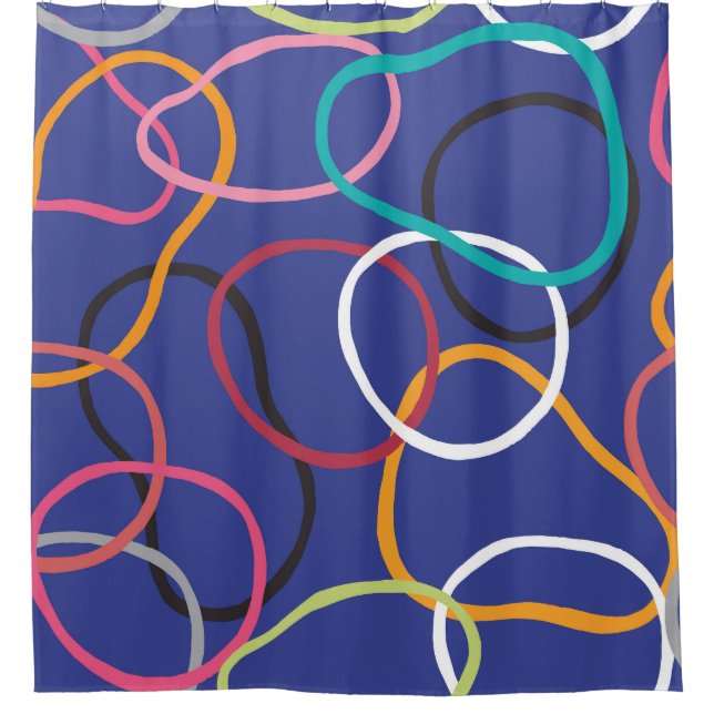 Vintage Abstract Circles Bands Pattern Shower Curtain (Front)