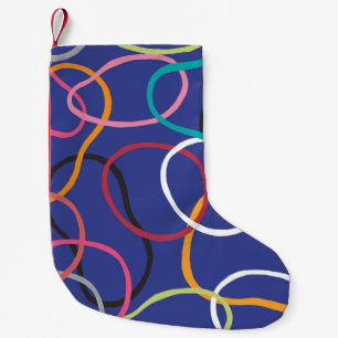 Vintage Abstract Circles Bands Pattern Small Christmas Stocking