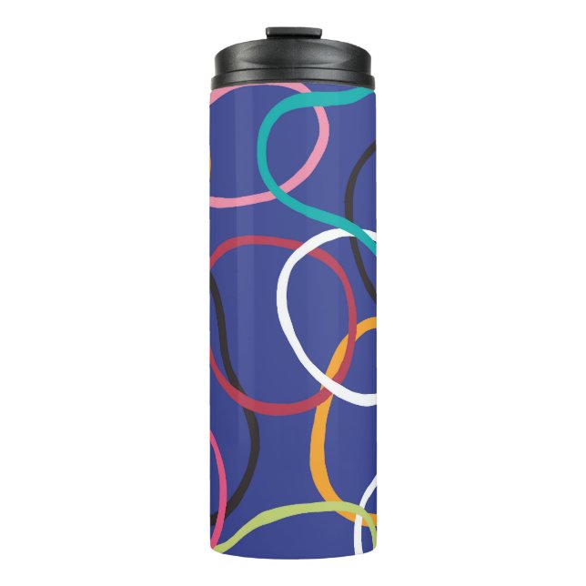 Vintage Abstract Circles Bands Pattern Thermal Tumbler (Front)