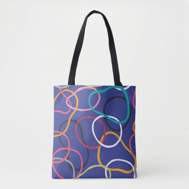Vintage Abstract Circles Bands Pattern Tote Bag (Front)