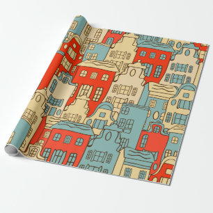 vintage abstract city seamless pattern. wrapping paper