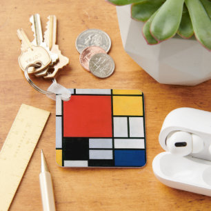 Vintage Abstract Composition by Piet Mondrian Key Ring