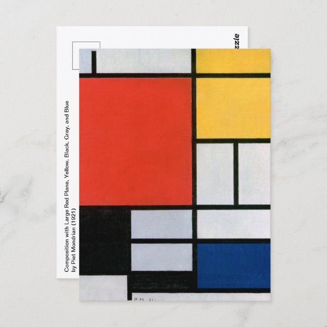 Vintage Abstract Composition by Piet Mondrian Postcard (Front/Back)