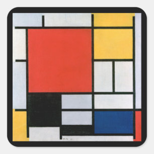 Vintage Abstract Composition by Piet Mondrian Square Sticker