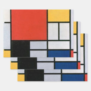 Vintage Abstract Composition by Piet Mondrian Wrapping Paper Sheet