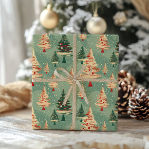 Vintage Abstract Cute Snowy Winter Christmas Scene Wrapping Paper