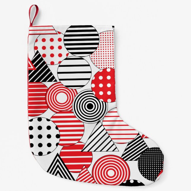 Vintage Abstract: Dots & Stripes Small Christmas Stocking (Front)