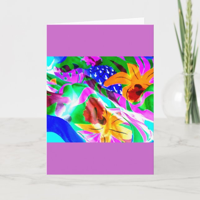 Vintage Abstract Floral Display Photo Design Card (Front)