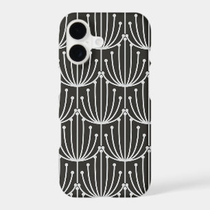 Vintage Abstract Floral in Black and White Pattern