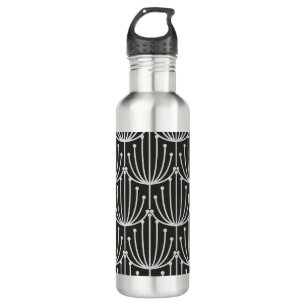 Vintage Abstract Floral in Black and White Pattern 710 Ml Water Bottle