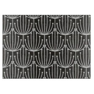 Vintage Abstract Floral in Black and White Pattern Cutting Board