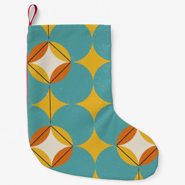 Vintage Abstract, Geometric Scandinavian Pattern. Small Christmas Stocking (Front)