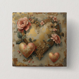 Vintage Abstract Hearts - Button