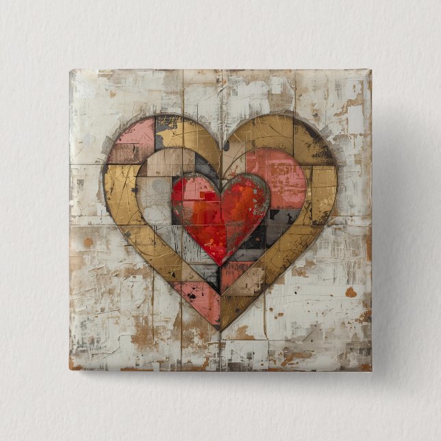 Vintage Abstract Hearts - Button  (Front)
