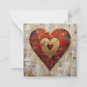 Vintage Abstract Hearts - Flat Note Card