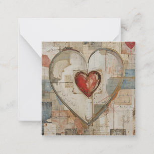 Vintage Abstract Hearts - Flat Note Card