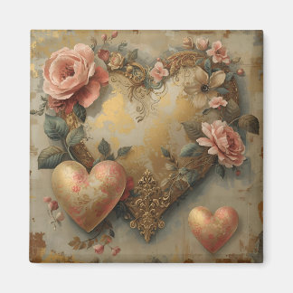 Vintage Abstract Hearts - Magnet 