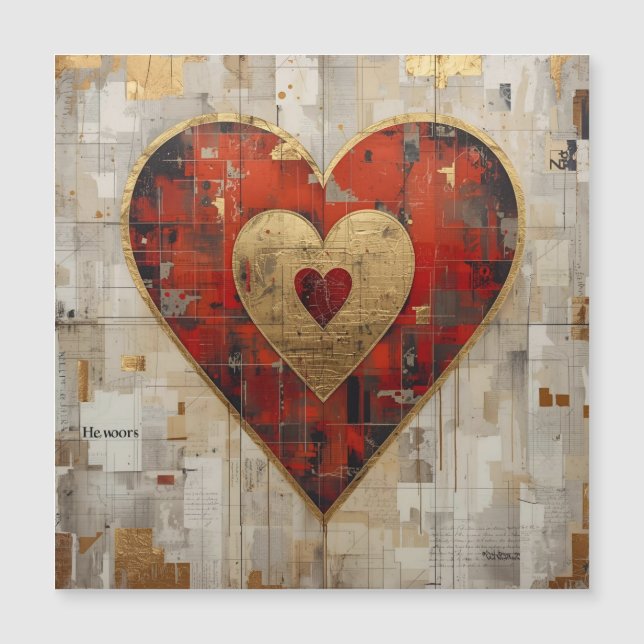 Vintage Abstract Hearts - Magnetic Card  (Front)