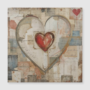 Vintage Abstract Hearts - Magnetic Card 