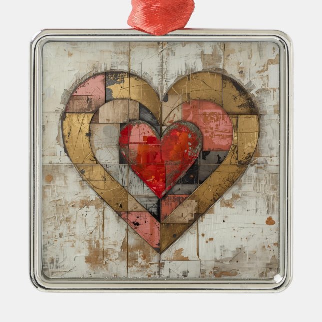 Vintage Abstract Hearts - Premium Ornaments (Front)