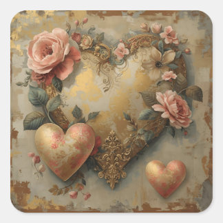 Vintage Abstract Hearts - Stickers