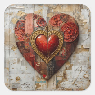 Vintage Abstract Hearts - Stickers