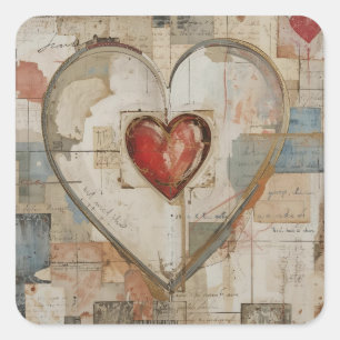 Vintage Abstract Hearts - Stickers 