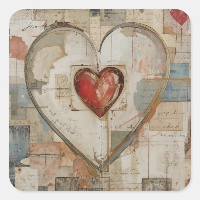 Vintage Abstract Hearts - Stickers  (Front)
