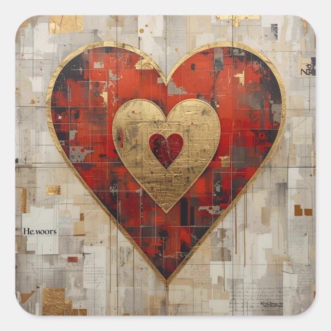 Vintage Abstract Hearts - Stickers  (Front)