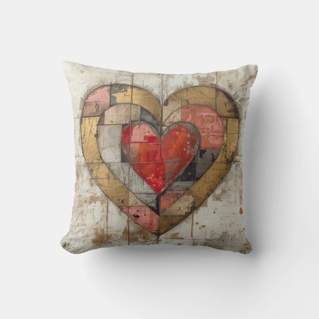 Vintage Abstract Hearts - Throw PIllow (Front)