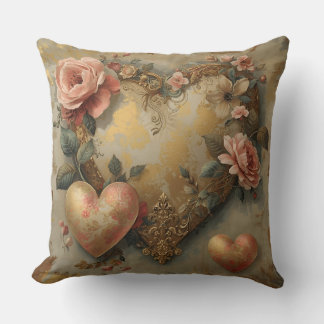 Vintage Abstract Hearts - Throw Pillow 