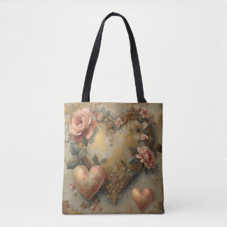 Vintage Abstract Hearts - Tote Bag
