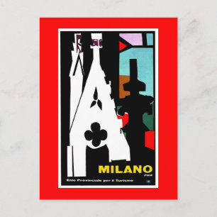 Vintage abstract Italian Travel poster Milan Postcard