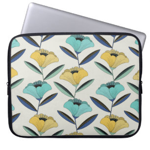 vintage abstract line-art floral illustration seam laptop sleeve