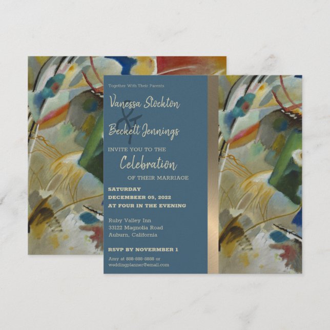 Vintage Abstract Painting Wedding Invitation (Front/Back)