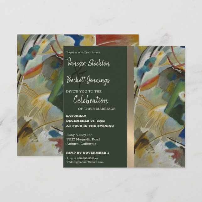 Vintage Abstract Painting Wedding Invitation (Front/Back)