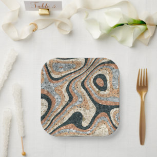 Vintage Abstract Quartz Stone Natural Paper Plate