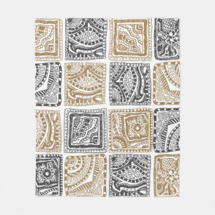 vintage abstract seamless doodle pattern. Black an Fleece Blanket