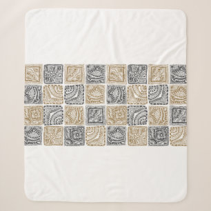 vintage abstract seamless doodle pattern. Black an Sherpa Blanket