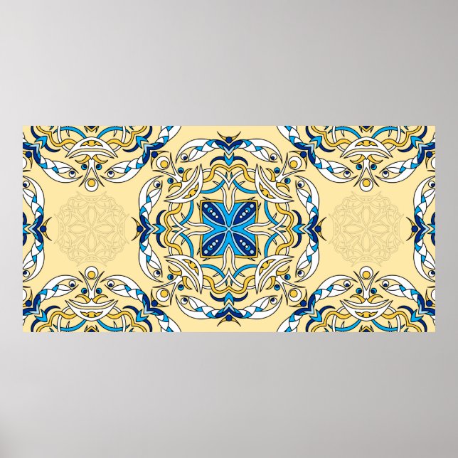Vintage abstract seamless patchwork pattern. Arabi Poster (Front)
