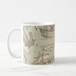 Vintage abstract seamless pattern on the theme of coffee mug