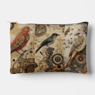 Vintage Abstract Steampunk Grunge Birds Cosmetic Accessory Pouch