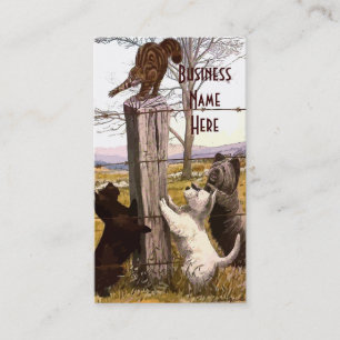 Vintage Abstract Terriers and Bobcat Business Card