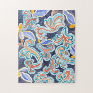 Vintage Abstract Watercolor Art Jigsaw Puzzle