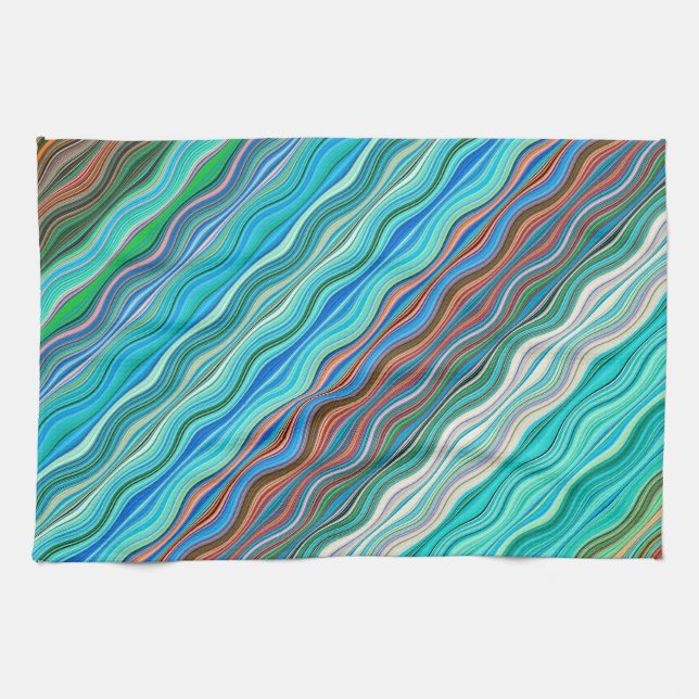 Vintage Abstract Waves Pattern | Kitchen Towel (Horizontal)