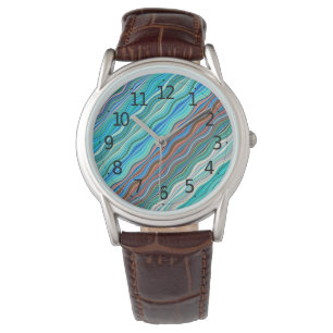 Vintage Abstract Waves Pattern   Men's Watch
