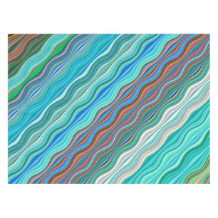 Vintage Abstract Waves Pattern Tablecloth